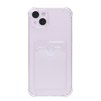 Étuis en silicone transparent avec protection d'appareil photo et une poche pour une carte en plastique pour iPhone 14 Plus