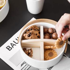 Plat en céramique profond <span class=keywords><strong>de</strong></span> collation <span class=keywords><strong>de</strong></span> porcelaine portative <span class=keywords><strong>de</strong></span> luxe nordique avec le couvercle <span class=keywords><strong>de</strong></span> poignée en bambou pour le <span class=keywords><strong>dîner</strong></span> <span class=keywords><strong>de</strong></span> Table <span class=keywords><strong>de</strong></span> thé <span class=keywords><strong>de</strong></span> plateau <span class=keywords><strong>de</strong></span> fruits <span class=keywords><strong>de</strong></span> partie - Product Image 5