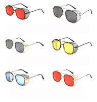Nouvelles lunettes de soleil polarisées UV400 de haute qualité, style steampunk vintage, monture carrée colorée, verres PC, dorées, unisexes