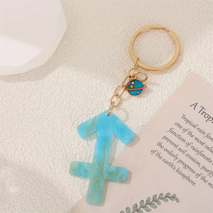 <span class=keywords><strong>Portachiavi</strong></span> di tendenza con segno zodiacale acrilico popolare <span class=keywords><strong>portachiavi</strong></span> oroscopo blu per regalo per studenti donne - Product Image 2