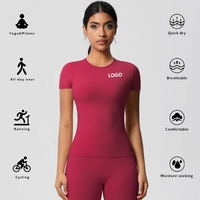 Maßgeschneidertes Kurzarm-Oberteil für Damen Fitness Yoga Bekleidung Gym Workout Freizeit Sportshirt
