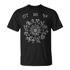 T-shirt d'astrologie avec signes du zodiaque, design horoscope, vêtements unisexes en coton noir - Product Image 1