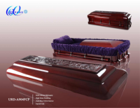 Urand URD-A607 Cercueil de luxe en acajou massif sculpté à la main, style américain, écologique, personnalisable, avec doublure en velours, directement de l'usine