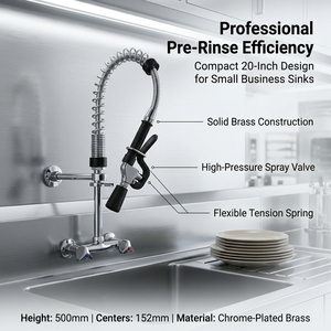 Wall <b>Mount</b> Pull Down Kitchen Faucet Dual Handle Pull Out <b>Spray</b> Chrome Brass Sink Mixer for Hotel Kitchen - Product Image 2
