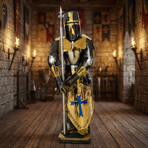 Armadura de Caballero Medieval de Metal Negro y Dorado, Traje Completo de Armadura Corporal 3D, Conjunto de Disfraz para Adultos - Product Image 4