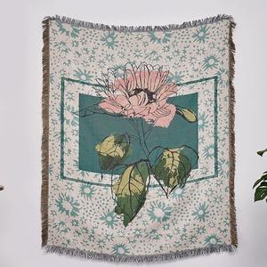 بطانية منسوجة من قماش الجاكار مخصصة بساط منقوش باللون الزهري بسعر الجملة لتزيين الغرفة - Product Image 4