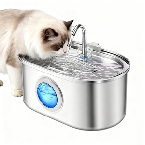 Fonte de Água Automática para Gatos 3.2L/108oz Dispensador de Água em Aço Inoxidável Produtos para Animais de Estimação - Product Image 1
