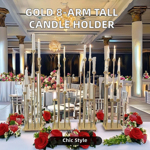 Centro de mesa de Metal dorado moderno y decoración de palos de velas de boda para decoración de mesa y lugar de boda - Product Image 3