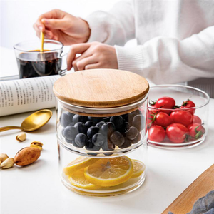 Ciotola di frutta giapponese ciotola di vetro trasparente con coperchio per uso domestico semplice barattolo di stoccaggio creatività multistrato combinazione serbatoio di stoccaggio - Product Image 1