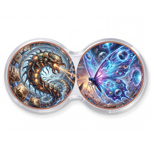 Lot de 2 pièces de 1 oz en cuivre fin .999, pièces de combat antiques sur le thème de la science-fiction, avec motif croix d'ange, Mech Worm contre Butterfly Cosmique, ensemble de pièces de collection - Product Image 1