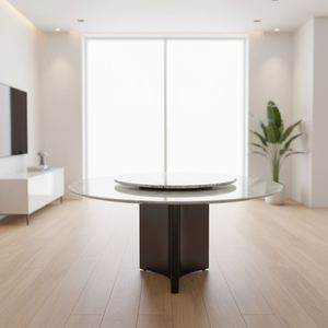 <span class=keywords><strong>Table</strong></span> à manger ronde de luxe de style italien en acier inoxydable et marbre <span class=keywords><strong>avec</strong></span> <span class=keywords><strong>plateau</strong></span> tournant central - Product Image 6