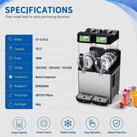 Machine à Granita Commerciale 2 Réservoirs 15L x 2, Machine à Boissons Glacées avec Mode Nuit, 30L, 900W