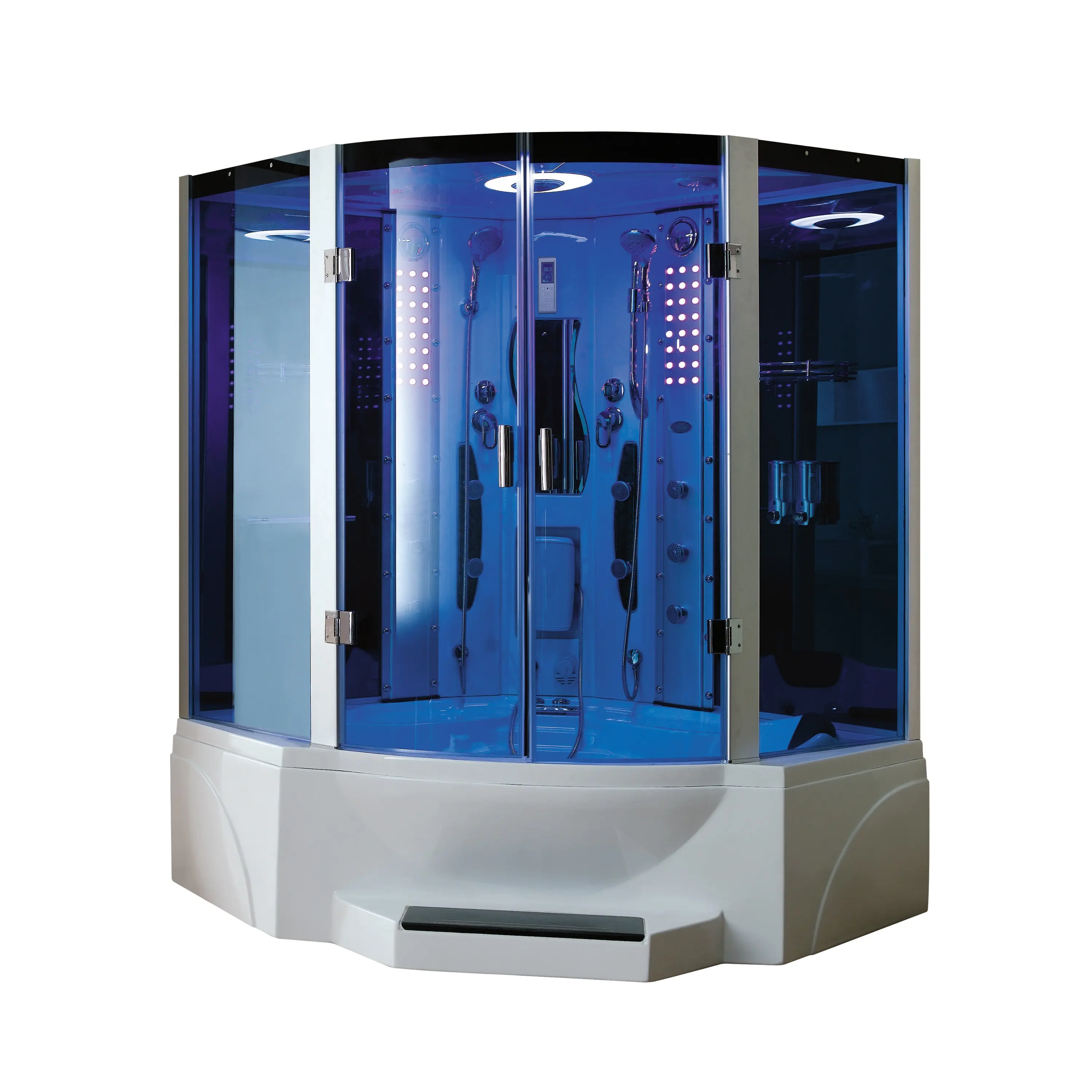 ห้องอาบน้ำอบไอน้ำกระจกสีฟ้า Mexda ห้องอบไอน้ำ; อ่างอาบน้ำนวดพร้อมห้องอบไอน้ำ (CE ETL) WS-608P