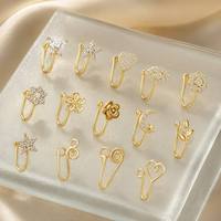 2026 Bijou de piercing personnalisé en acier inoxydable, style punk, avec strass en cristal, non-percable, pour nez, faux anneau de septum et manchette de narine