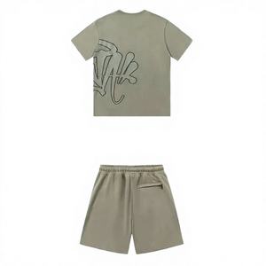 Oferta de Verano: Conjunto Deportivo Corto para Hombre, Holgado, de Algodón, Color Sólido, con Diseño Forrado en la Parte Delantera, Personalizable, Camiseta y Pantalones Cortos Sencillos - Product Image 3