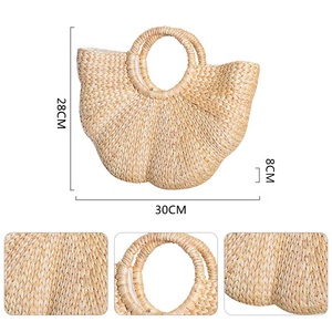 Bolso de mano tejido hecho a mano para mujer, <span class=keywords><strong>bolsa</strong></span> de <span class=keywords><strong>playa</strong></span> de paja Bohemia para viaje, compras, bolsas de <span class=keywords><strong>mimbre</strong></span> de ratán para mujer - Product Image 4