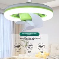 Ventilateur de plafond LED transfrontalier avec douille E27, en ABS, contrôle intelligent, variateur de vitesse, 3 pales, pour chambre d'enfant