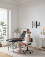 Table de massage pliable moderne, électrique, manuelle, hydraulique, réglable, pour salon de beauté, spa, usage domestique, structure métallique, revêtement en cuir haute densité