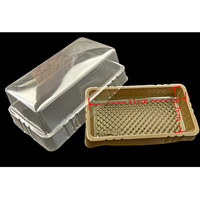 Boîte de boulangerie rectangulaire en plastique transparent avec base marron, jetable, pour croissants, pain, pâtisseries, desserts, avec couvercle