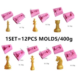 3D 12pcs/set Fine Quality Classic Popular Nice International Chess Shape <b>Silicone</b> DIY Cake Fondant Decoration <b>Mold</b> - Product Image 2