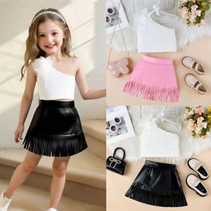 <span class=keywords><strong>Chaleco</strong></span> Casual para Niñas, Nuevo Estilo <span class=keywords><strong>de</strong></span> Moda, con Flores Tridimensionales, Tirantes Cruzados, Borlas, Cuero PU Transpirable, Falda - Product Image 2
