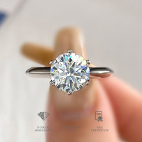 Anillo de Compromiso Solitario de Moissanita y Diamantes para Mujer en Plata de Ley 925 Auténtica con Piedras Preciosas, Joyería Fina de Lujo