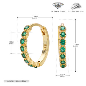 925 <b>Sterling</b> <b>Silver</b> Multi Color Zircon <b>Huggie</b> Hoop <b>Earring</b> Woman Fashion <b>Earring</b> For Engagement Wedding Daily Fine Jewelry Gift - Product Image 6