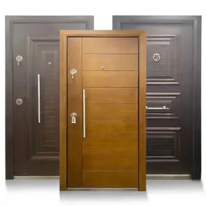 Puertas turcas de madera de acero de nuevo diseño, puerta de pavo blindada de seguridad externa, puertas de entrada de casa residencial