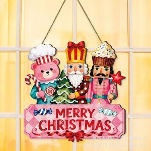 Wooden Christmas <b>Nutcracker</b> Bear Wall Decoration Home Hanging Tag Irregular Shape Seven Colors Christmas Decor - Product Image 2