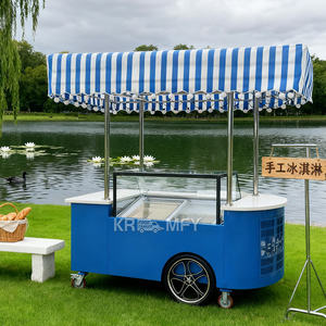Carrito de Venta Ambulante de Helados 2025, Remolque de Comida Móvil para Desayuno y Aperitivos, 3 Ruedas - Product Image 1