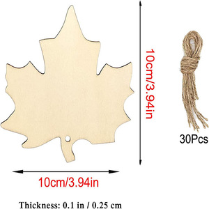 Adornos de hojas de arce de madera, 10 piezas, artesanía hecha a mano para decoración del hogar, etiquetas de otoño con cuerda de hilo - Product Image 5