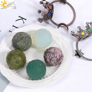 CSJA Piedra de Cristal Natural 40mm Base de Bola Estrella Luna <span class=keywords><strong>Planeta</strong></span> Esfera Soporte Base Metal Soporte Artesanía Joyería para Decora H281 - Product Image 5