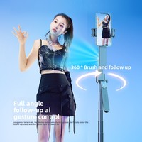 2025 Support de Téléphone Trépied Portatif avec Suivi Facial IA et Rotation à 360°, Perche Selfie en Alliage d'Aluminium de 1,8 Mètre, Accessoire de Studio Photo