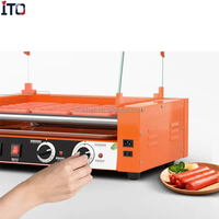Rôtissoire à saucisses commerciale en acier inoxydable Machine à hot-dog électrique avec 7 rouleaux
