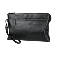 Tas Clutch Bisnis Kulit PU Premium Pria, Logo Custom, Tempat Kartu, Tahan Air, Tali Pergelangan Tangan Lepas Pasang, Dompet