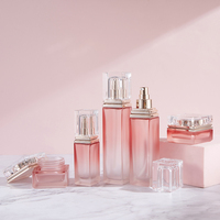 Luxe groothandel vierkante transparante cosmeticaverpakkingset 40-120ml lotion crème subflessen drukfles lotion essence
