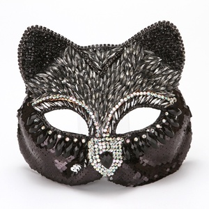 <span class=keywords><strong>Masque</strong></span> vénitien demi-visage en plastique orné de diamants, exquis et haut de gamme, motif chat et renard, <span class=keywords><strong>fait</strong></span> <span class=keywords><strong>main</strong></span> - Product Image 2
