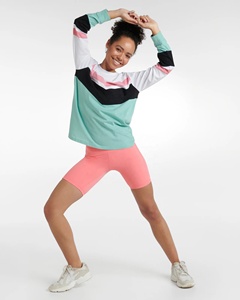 KY定制运动服Femme 2件套瑜伽套装健身房主动穿色块长袖瑜伽衬衫和自行车短裤套装 - Product Image 4