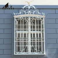 QUYANG, decoración exterior personalizada, barandillas de ventana occidental, barandilla de Metal, protector de VENTANAS DE HIERRO fundido negro
