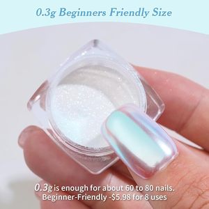 Poudre à ongles Chrome Moonlight, Poudre pour ongles, Paillettes irisées pour décoration artistique, Pigment pour manucure DIY à domicile ou en salon - Product Image 2