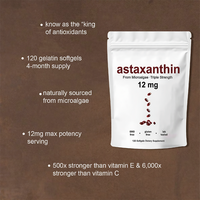 MNK Astaxanthine en gélules à faible MOQ, capsules antioxydantes dérivées de microalgues, 12 mg, 120 unités, pour adultes, qualité santé