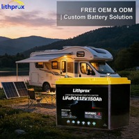 Batterie LiFePO4 12,8V 150AH Grade A pour camping-car, caravane, usage domestique, cycle profond 6000, avec BMS RS485, borne M8, CE RoHS IP67, OEM ODM