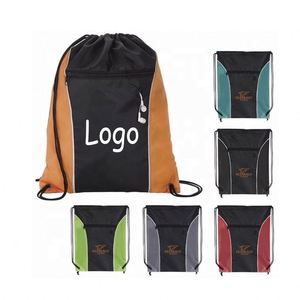 Sac à dos à cordon en polyester 210D, sac de sport, sac à dos promotionnel avec logo personnalisé, poche avant - Product Image 1