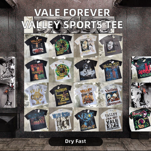 T-shirt Sportiva da Uomo Hot Brand Vale Forever Valley Oversize con Spalle Cadenti, Manica Corta, Stampa Vintage, in Spugna, Stile Hip Hop - Product Image 2