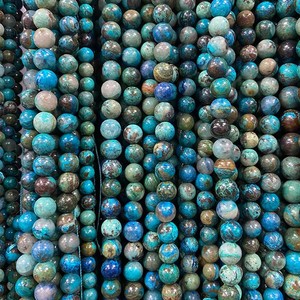 Perles rondes en quartz hématite rouge naturel du Mexique, chrysocolle, 6/8/10 mm, perles de pierres précieuses en vrac pour la fabrication de bijoux - Product Image 1