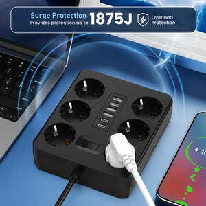 Multiprise <span class=keywords><strong>électrique</strong></span> multifonctionnelle avec <span class=keywords><strong>prise</strong></span> hollandaise 2 ports Type-C, norme européenne UL94 V-0, protection enfant contre les chocs <span class=keywords><strong>électrique</strong></span>s, compatible <span class=keywords><strong>prise</strong></span> espagnole - Product Image 3