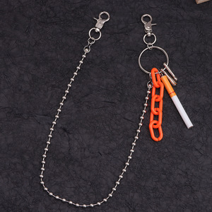 โซ่คาดเอวแฟชั่น สีส้ม อะคริลิค จี้รูปบุหรี่ โซ่โลหะประดับลูกปัด สำหรับใส่ทุกวัน - Product Image 3