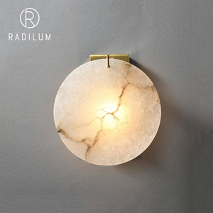 Brass Alabaster Wall Lamp Natural Stone Modern Luxury Nordic Swing Arm Bedroom Bedside Hotel Villa Factory Wholesale Custom LED - Product Image 1