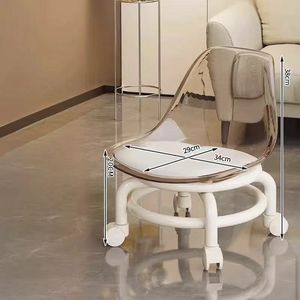 Chaise acrylique transparente pour enfants dossier mobile poulie basse banc pour tout-petits tabouret <span class=keywords><strong>roue</strong></span> universelle matière plastique à usage domestique - Product Image 4