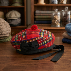 Royal Stewart Glengarry Scottish Wool Kilt <b>Hat</b> with Red Pompom - Product Image 3
